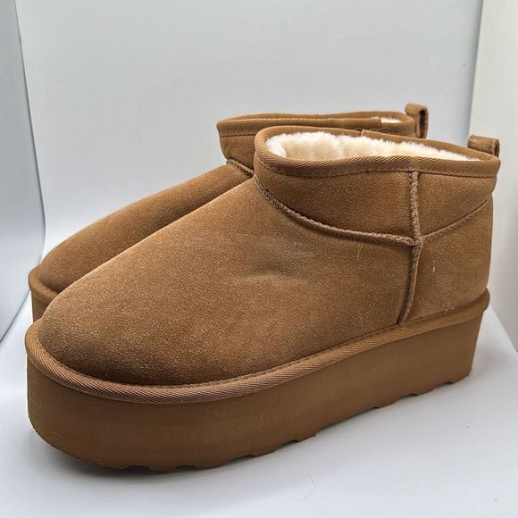 CUSHIONAIRE Women's Genuine Suede pull on platform boot +Memory Foam 9.5 CHESTNU - Picture 3 of 7